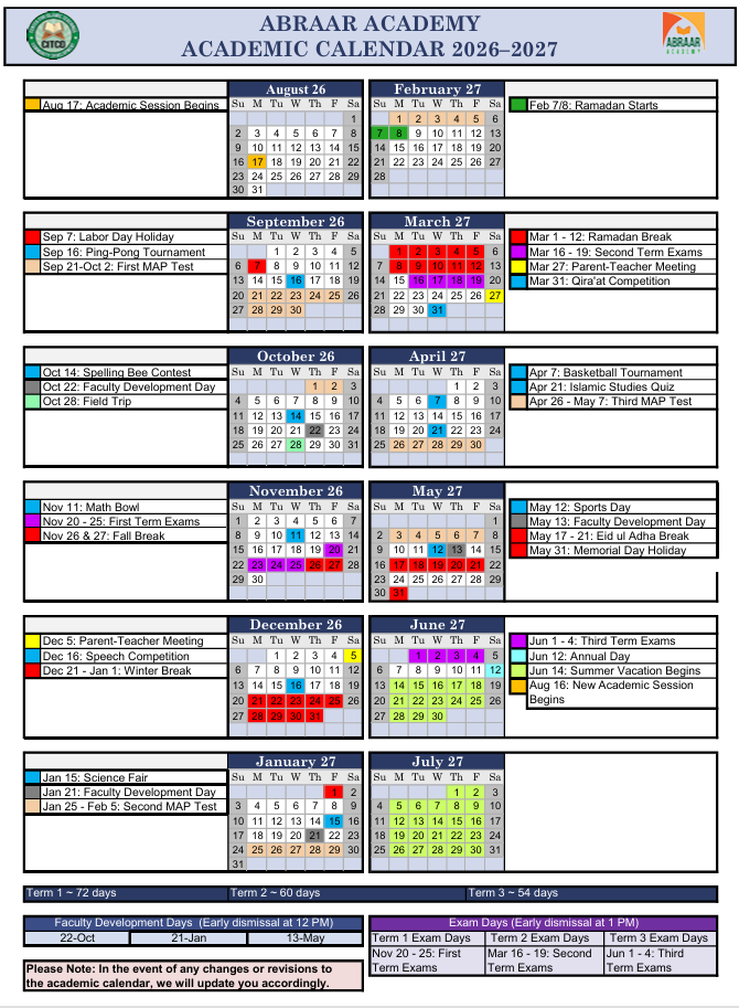 Academic Calendar